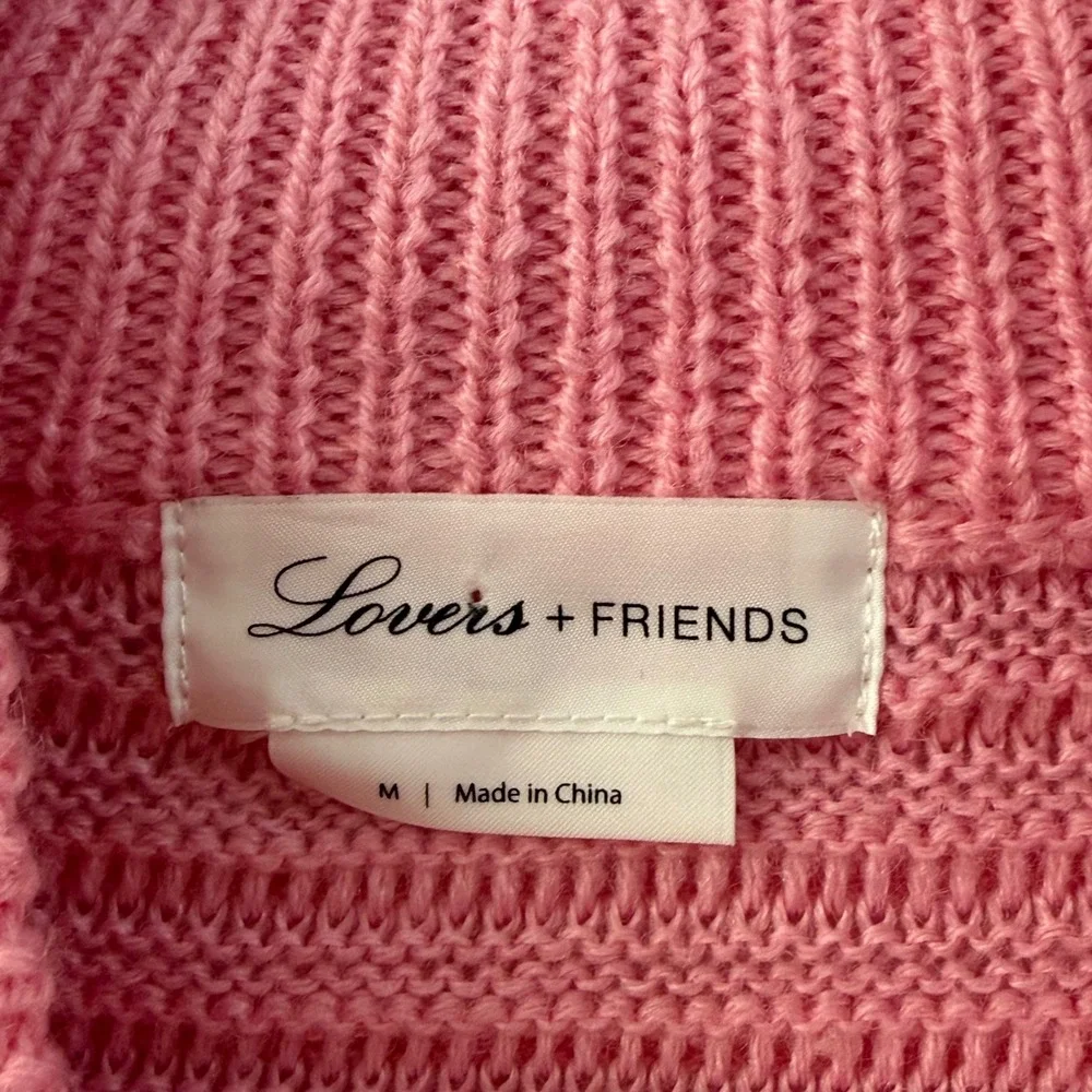 Lovers + Friends Striped Mock Neck Sweater‎ Pink Purple Blue Yellow Size M Wool